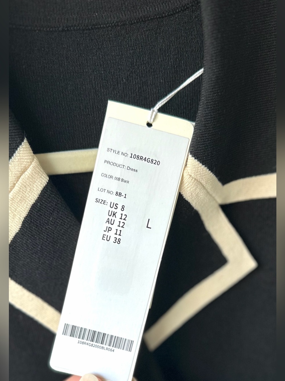 NWT Goelia Elegant Black Dress, Cream Trim, Double-Breasted Pearl Buttons - Sz L - Picture 2 of 8